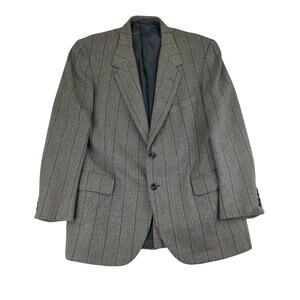 Oxxford Cashmere Chevron Gray Beige Suit Jacket‎ Two Button Sport Coat Men's 43S